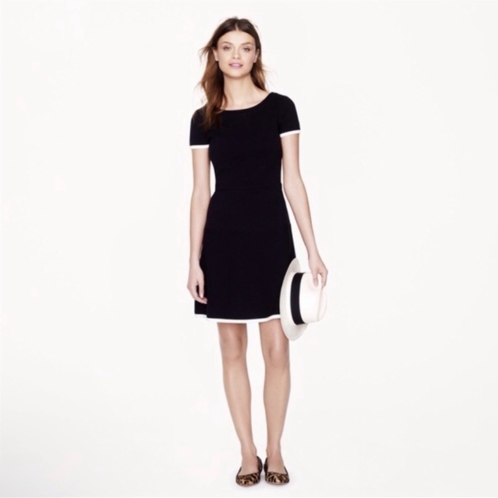 J CREW TIPPED GAMINE DRESS NAVY BLUE